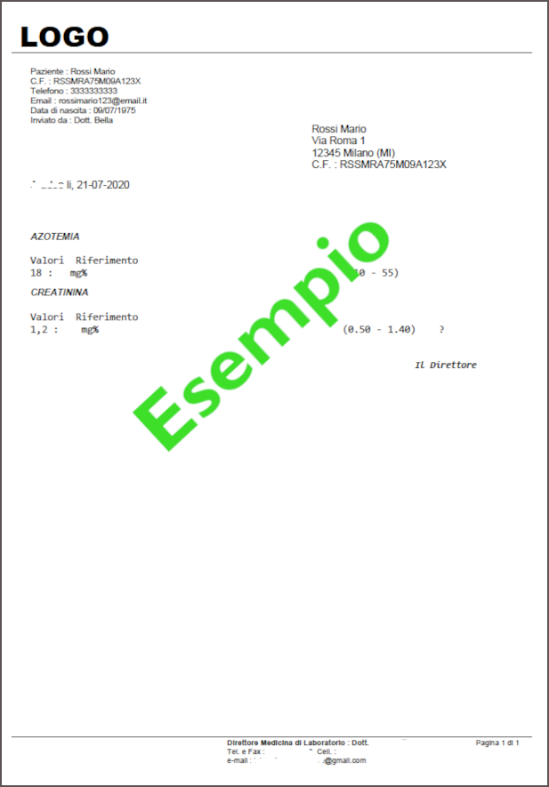 Esempio di stampa e file PDF